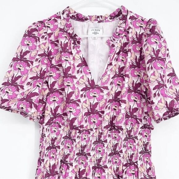 J. Crew Liberty NEW smocked waist butterfield poppy midi dress - Picture 4 of 11
